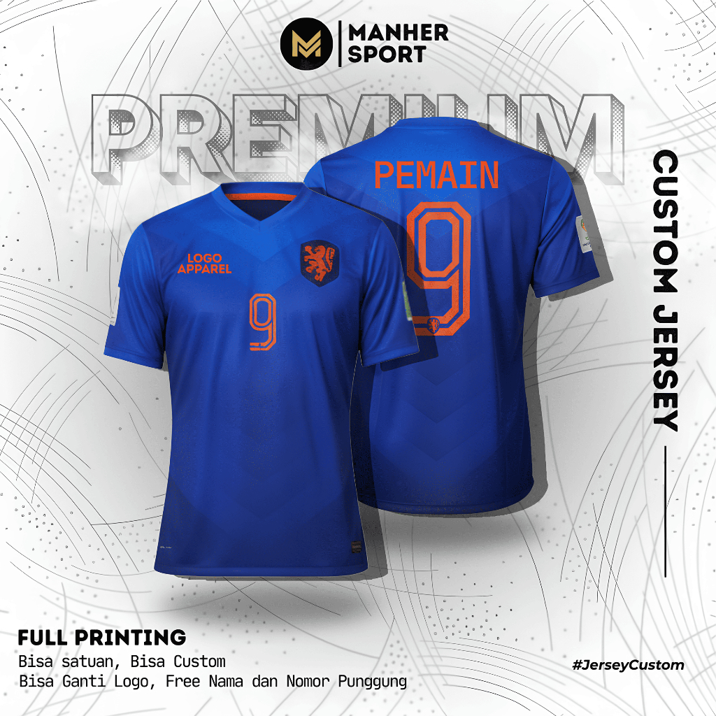 Jersey Timnas Belanda 2014 Piala Dunia Full Printing