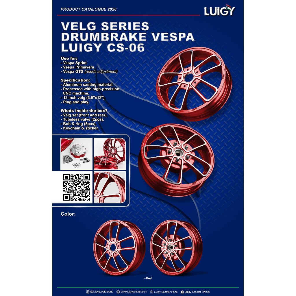 Velg Series Drumbrake Vespa Matic Sprint Primavera Gts CS-06 LUIGY