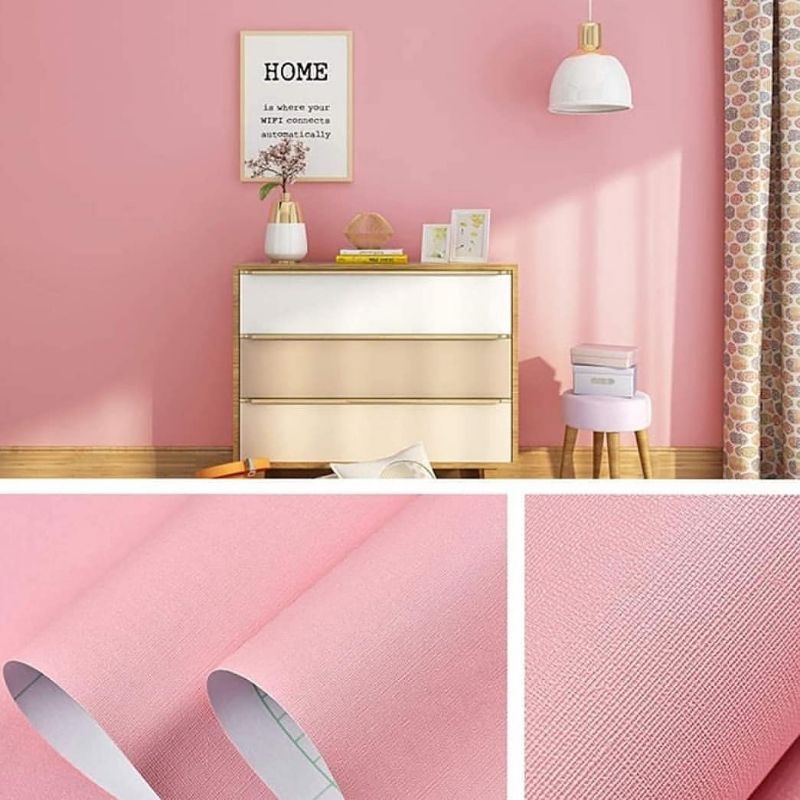 Wallsticker Polos Pink Teksture 8m x 45cm, Wallsticker Dinding, Wallpaper Aesthetic