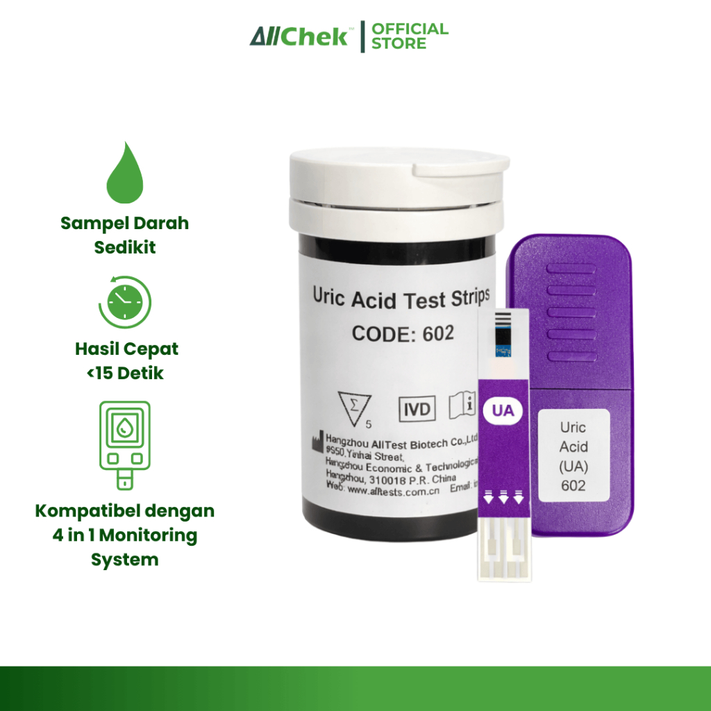 Allchek Refill Strip Asam Urat untuk Multimeter 4in1 Uric Acid Test Strip