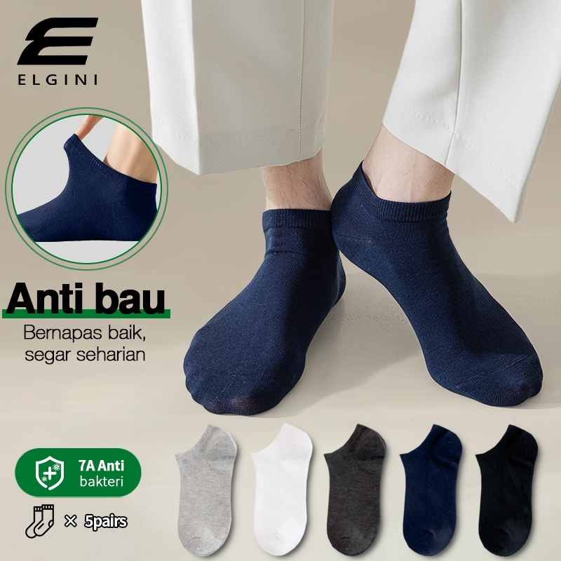 ELGINI-Paket 5 Pasang Kaos Kaki Premium Sfl Anti Bau Unisex Wanita Pria Laki Seamless Hidden MIX Cot