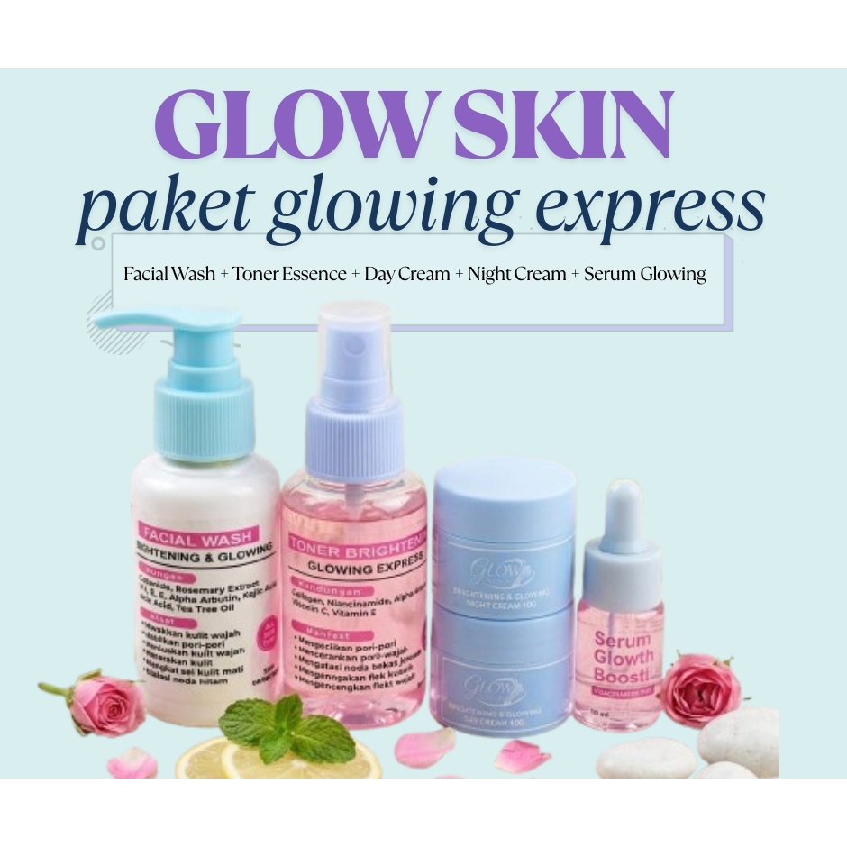 PAKET BPOM CREAM GLOWING ORIGINAL 100% | CREAM GLOWING EXPRESS OILY SKIN & SUNSCREEN | CREAM GLOWING
