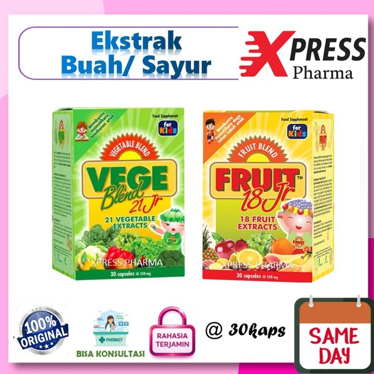 XPRESS  Vegeblend Fruit 18 Jr Junior Fruits 30 Serat / Buah  Sayur Vege Blend Vitamin 21 Zr