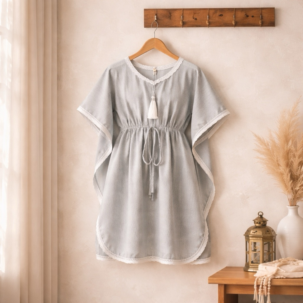 Tynny - Pakaian Anak Perempuan Kaftan Motif Daun 0-6tahun Bahan Katun - Fashion Anak Baju Kaftan Ana