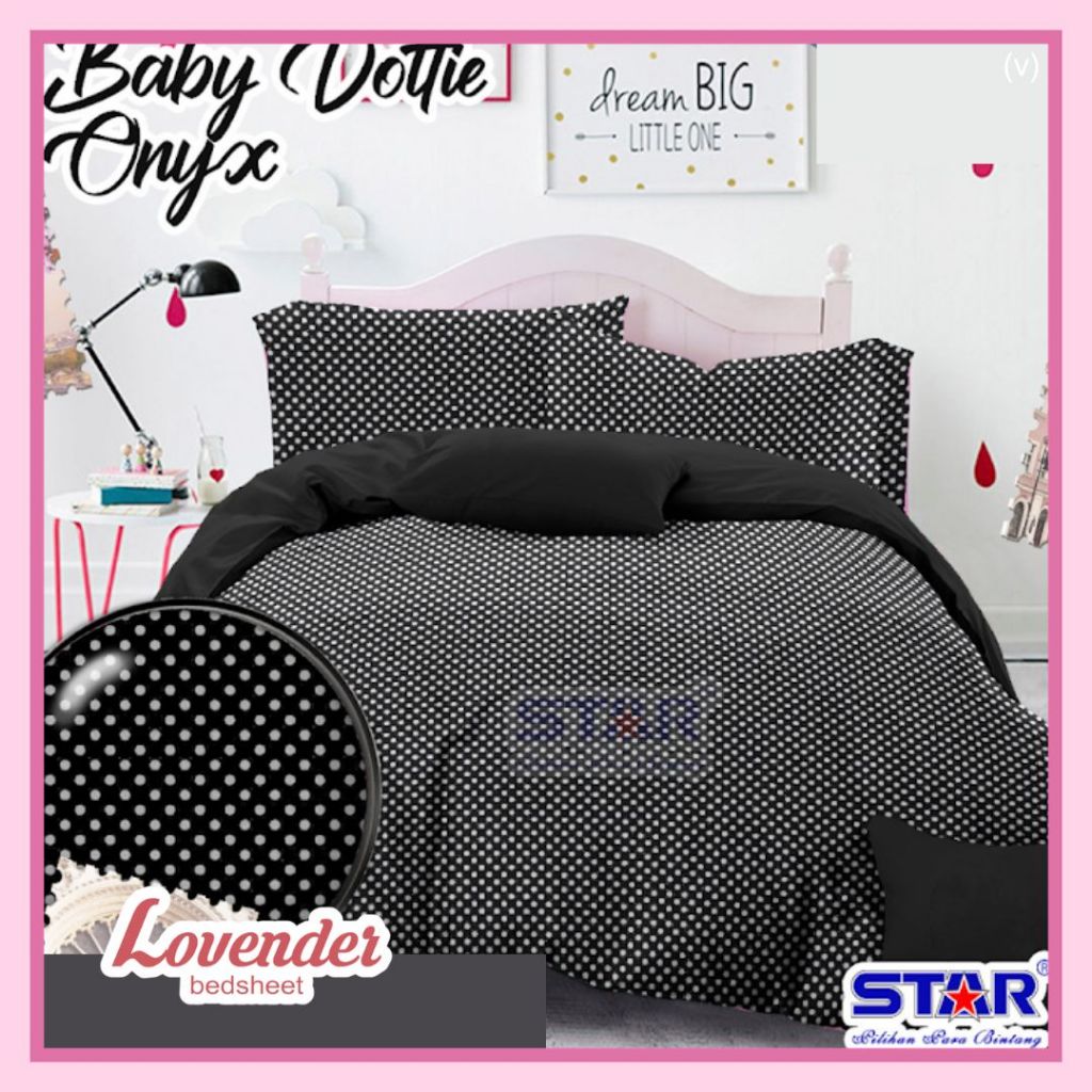 Sprei/Bedcover katun TAIWAN/CVC HALUS baby dottie polkadot hitam putih abstrak dewasa  [LOVENDER BED