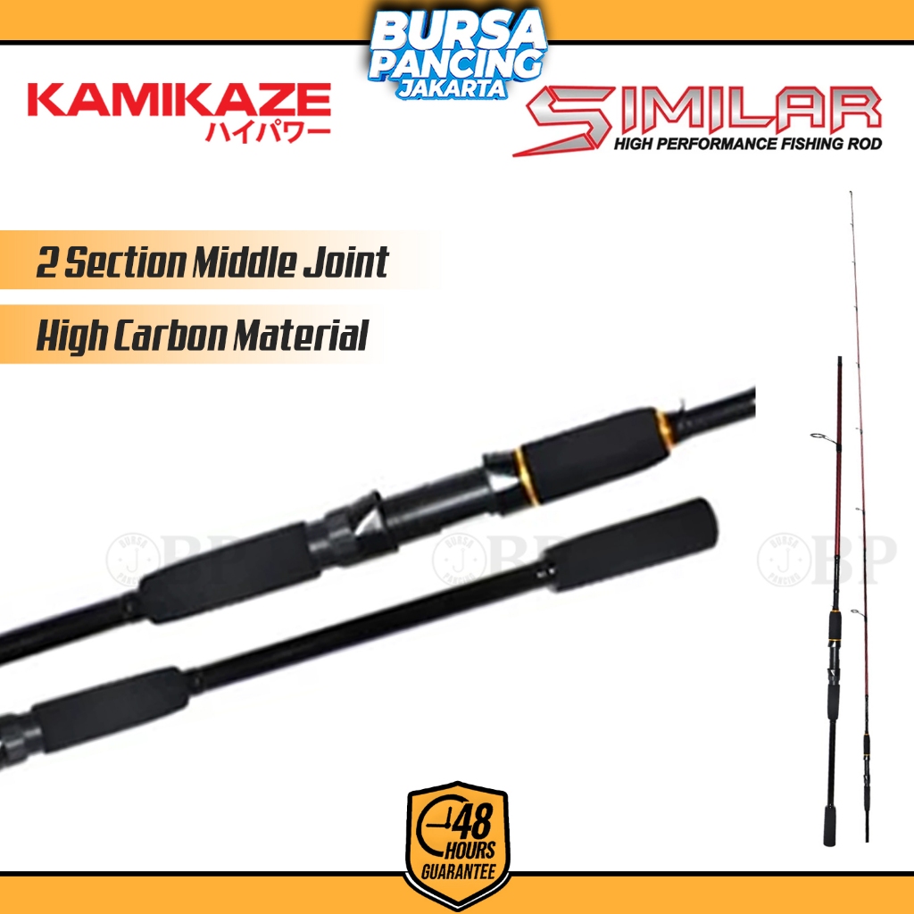 KAMIKAZE Joran Spinning Sambung 2 SIMILAR 240CM - 270CM Carbon Untuk Shore Casting Light Popping