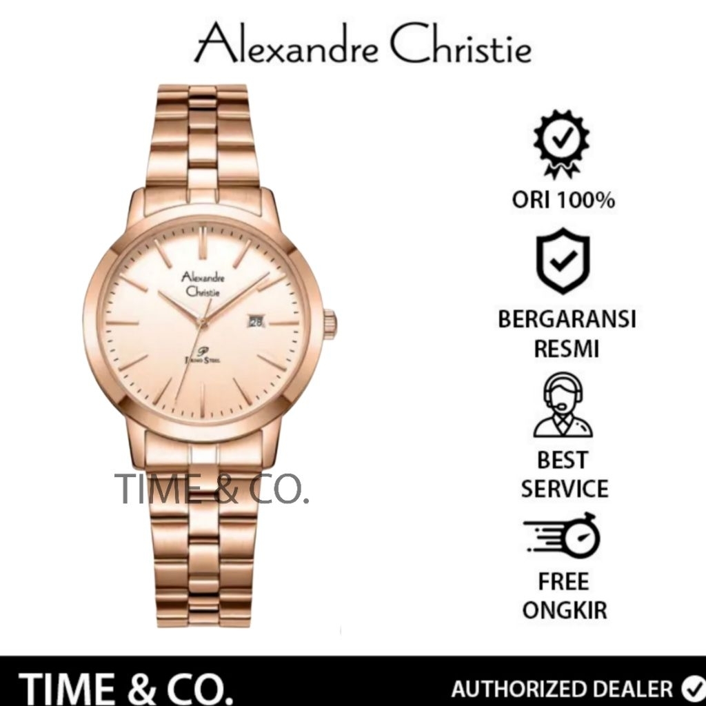 Jam Tangan Wanita Alexandre Christie AC 1007 LDBRGLN AC1007 Original Stainless Steel Strap