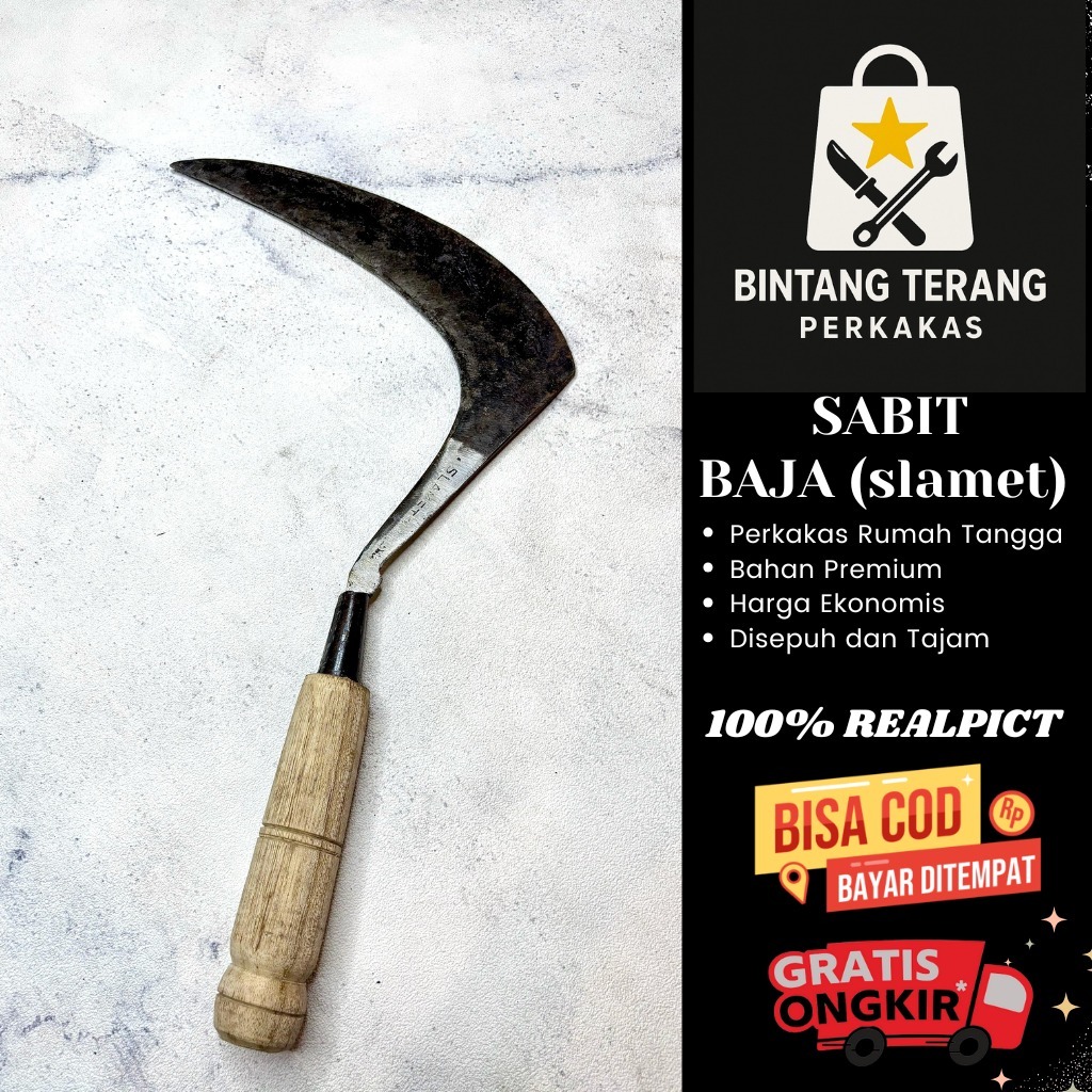 Sabit Baja Slamet Asli Panjang | Tempa Sepuh, Tajam, Ujung Kerucut, Kuat & Nyaman