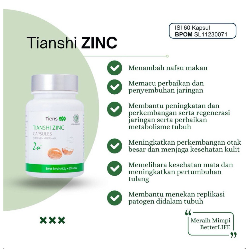 ZINC TIENS ORIGINAL 100 %