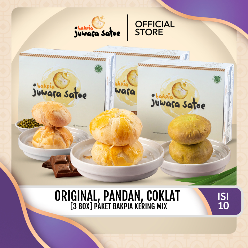 [ 3 BOX ] PAKET BAKPIA CRISPY (ORI, COKLAT, PANDAN) - BAKPIA JUWARA SATOE