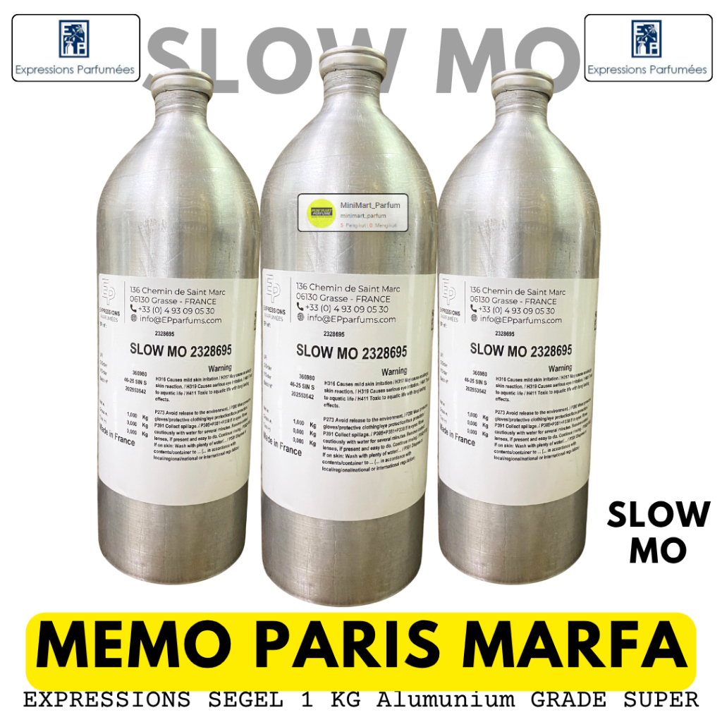 MEMO MARFA / SLOW MO Bibit Parfum 1 KG SEGEL ALumunium EXPRESSIONS EP - Biang Minyak Wangi Tahan Lam
