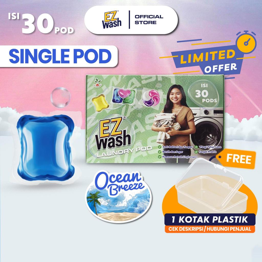 [ Single Ocean Breeze 30 Pods ] EZWash Laundry Pod Single Chamber Liquid Detergent Gel Capsule EZ Wa