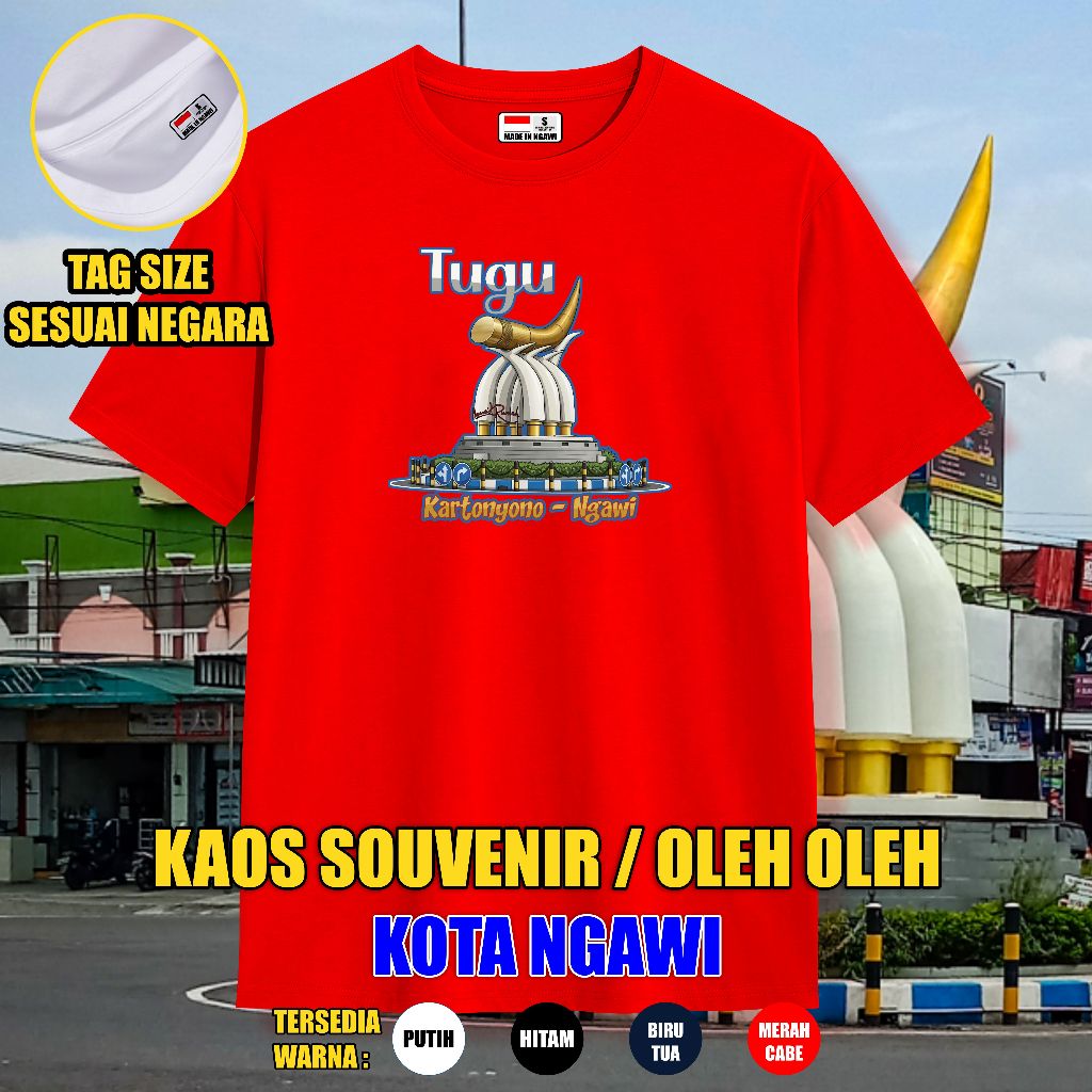 KAOS SOUVENIR NGAWI BAJU OLEH OLEH KAOS TUGU KARTONYONO ASLI COTTON COMBED 30S PREMIUM UNISEX ANAK D