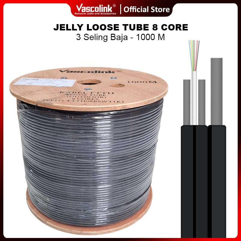 Vascolink Jelly Tube Fiber Optik Dropcore 2 core 4 Core 8 Core 12 Core - 3 Sling FO Jelly Tube Outdo