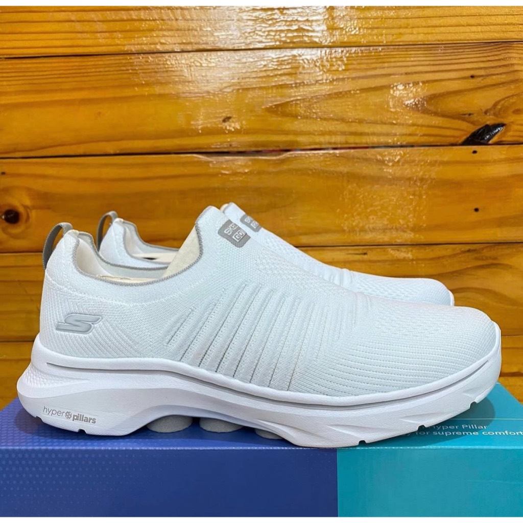 SEPATU SKECHERS PRIA SKECHERS GO WALK 7 DILIGENT 216634 FULLWHITE SNEAKER SPORTY SLIP ON KERJA SEKOL