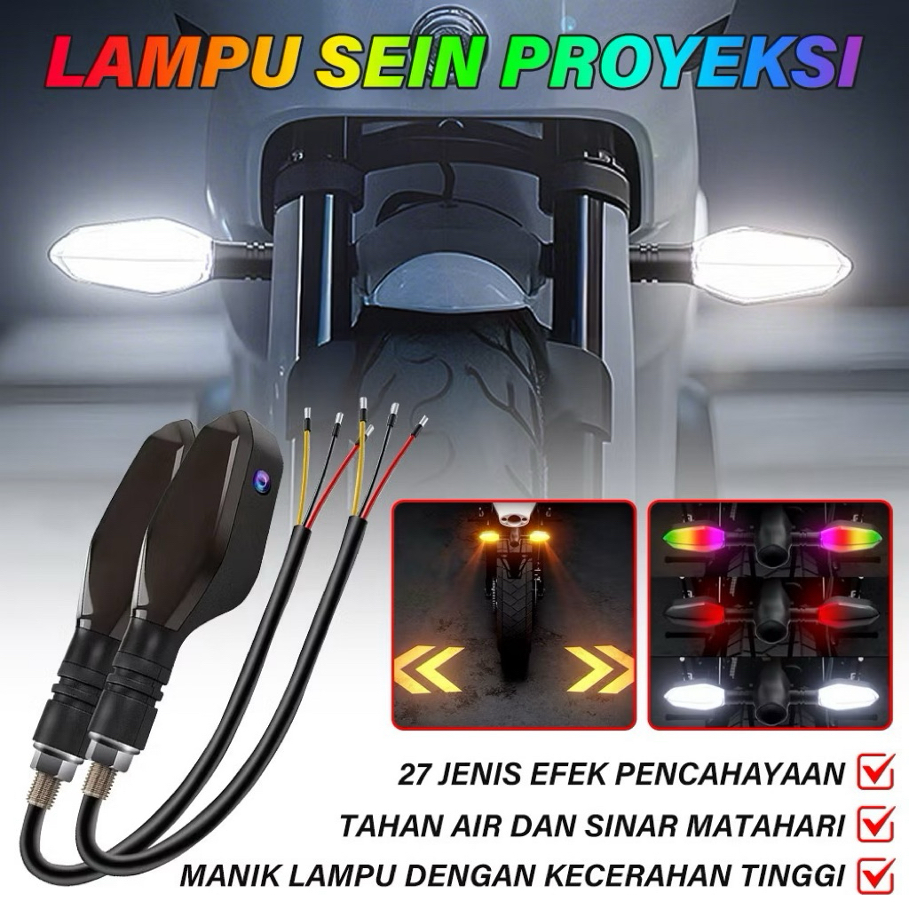 Lampu sein LED motor, lampu sein motor universal 12V dengan fungsi proyeksi, cocok untuk motor dan k