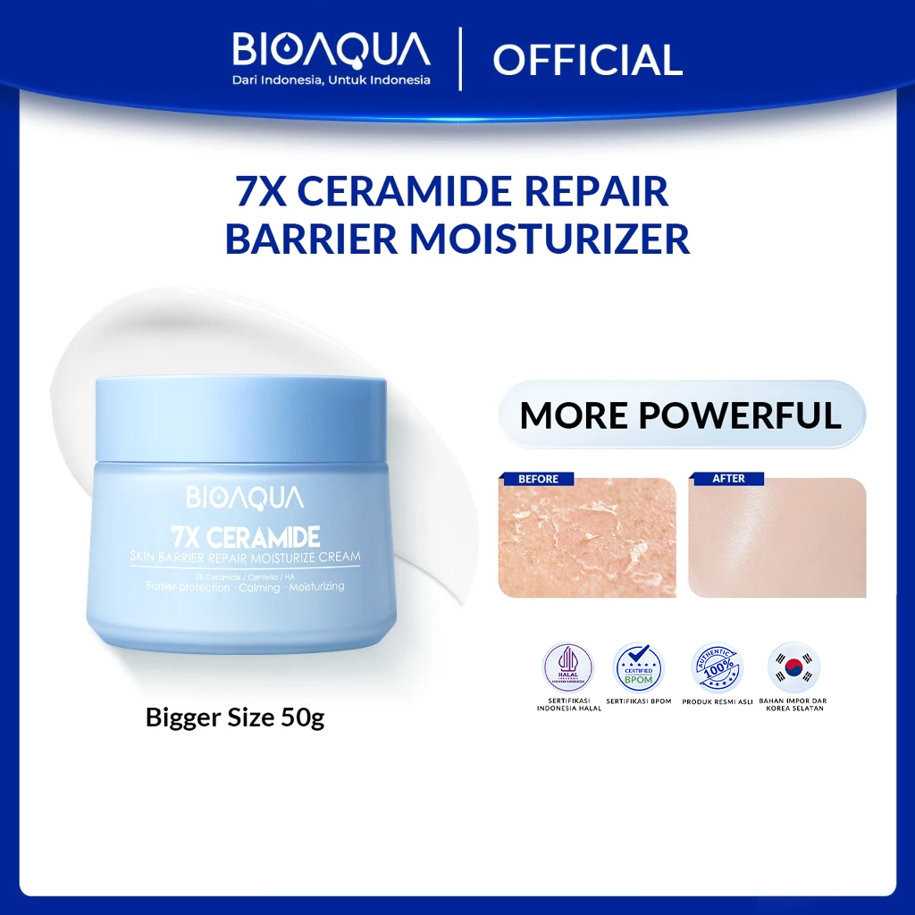 BIOAQUA 7X Ceramide Skin Barrier Repair Moisturizer Cream 50g Pelembab Wajah Cream Pemutih Wajah Day