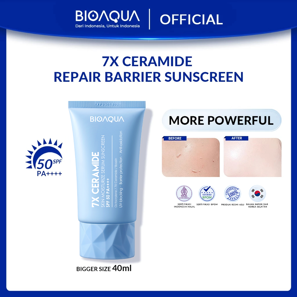 BIOAQUA 7X Ceramide Serum Sunscreen SPF 50 PA ++++ Sunscreen Gel Sunblock Wajah 12H Sun Protection 0