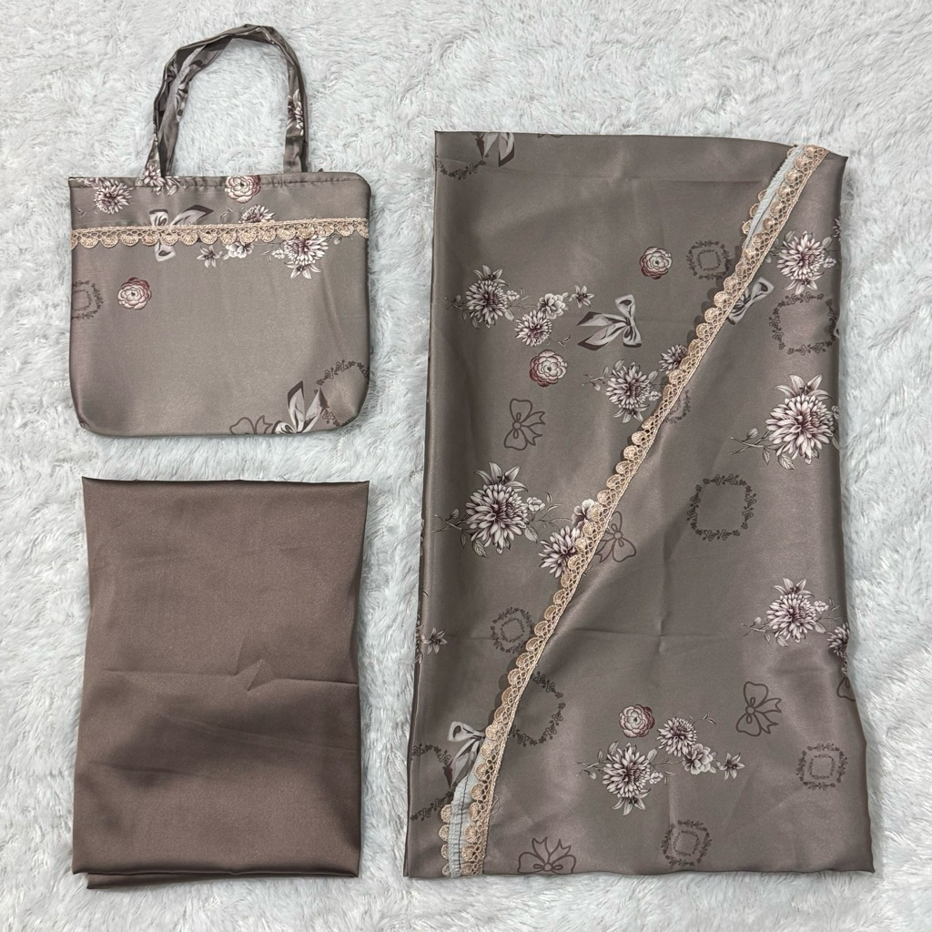 ca_nican [ARM*NI SILK] MUKENA SILK Mukena arm*ni silk premium motif 2in1 travelling / mukena silky p