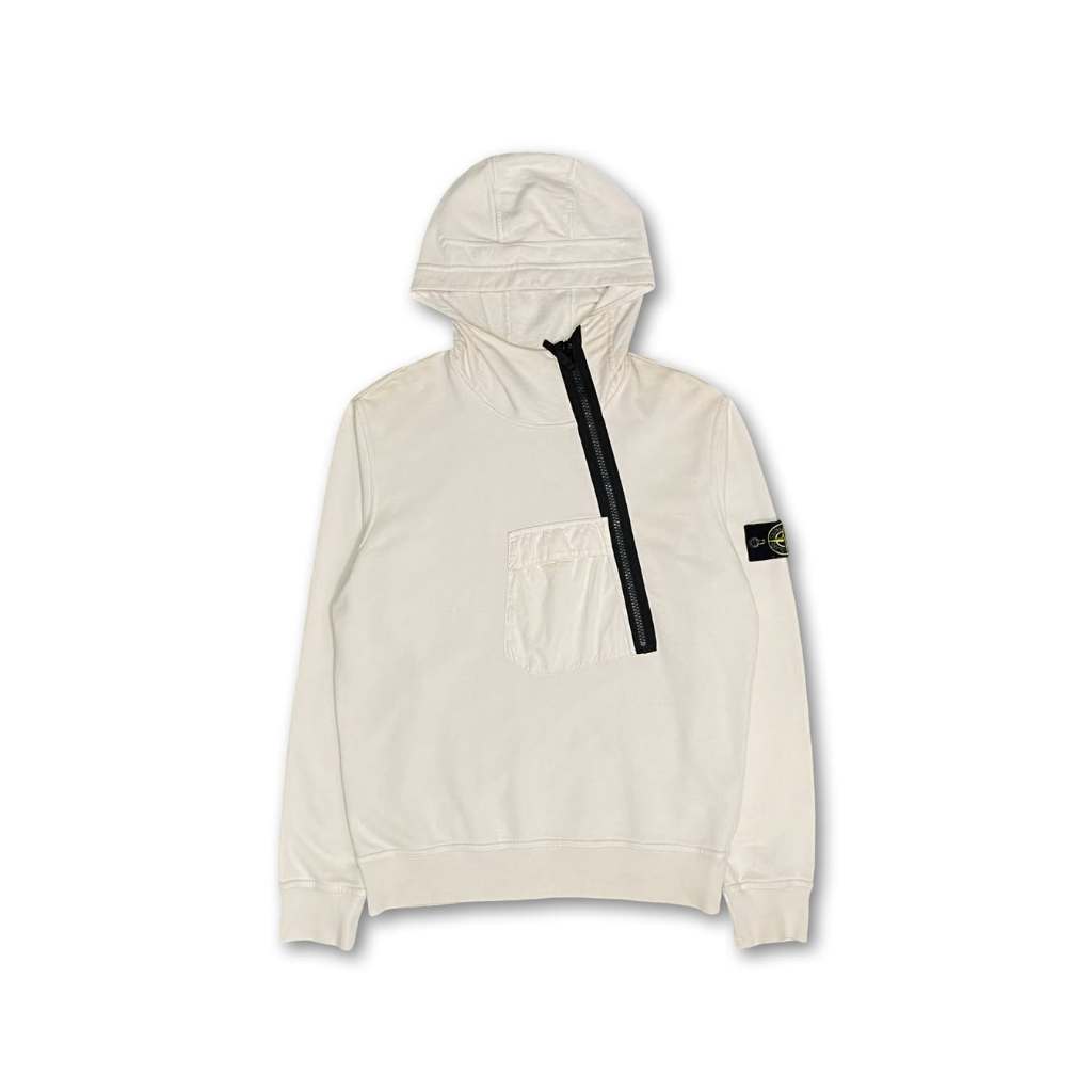 Stone Island Hoodie Asymmetric Halfzip White Size M