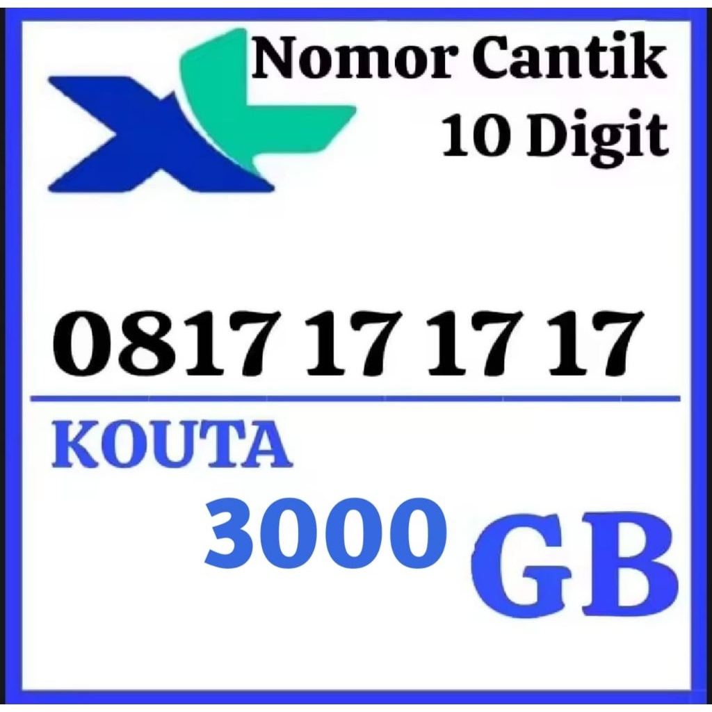 promo kartu XL nomor cantik 10digit bonus kuota 3000 GB/360hari bisa di gunakan di seluruh wilayah I