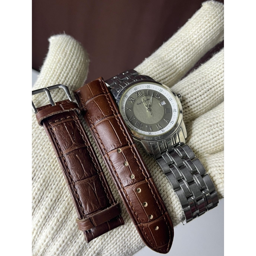 Jam Tangan Guy Laroche Avenue Stainless Steel Quartz Second – Case & Strap Baret Baterai Mati Bonus 