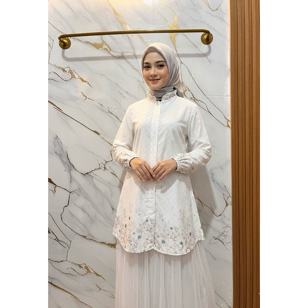 Aluna Tunik Muslim Wanita/ Atasan Tunik wanita lengan panjang/ Bahan Katun Milea