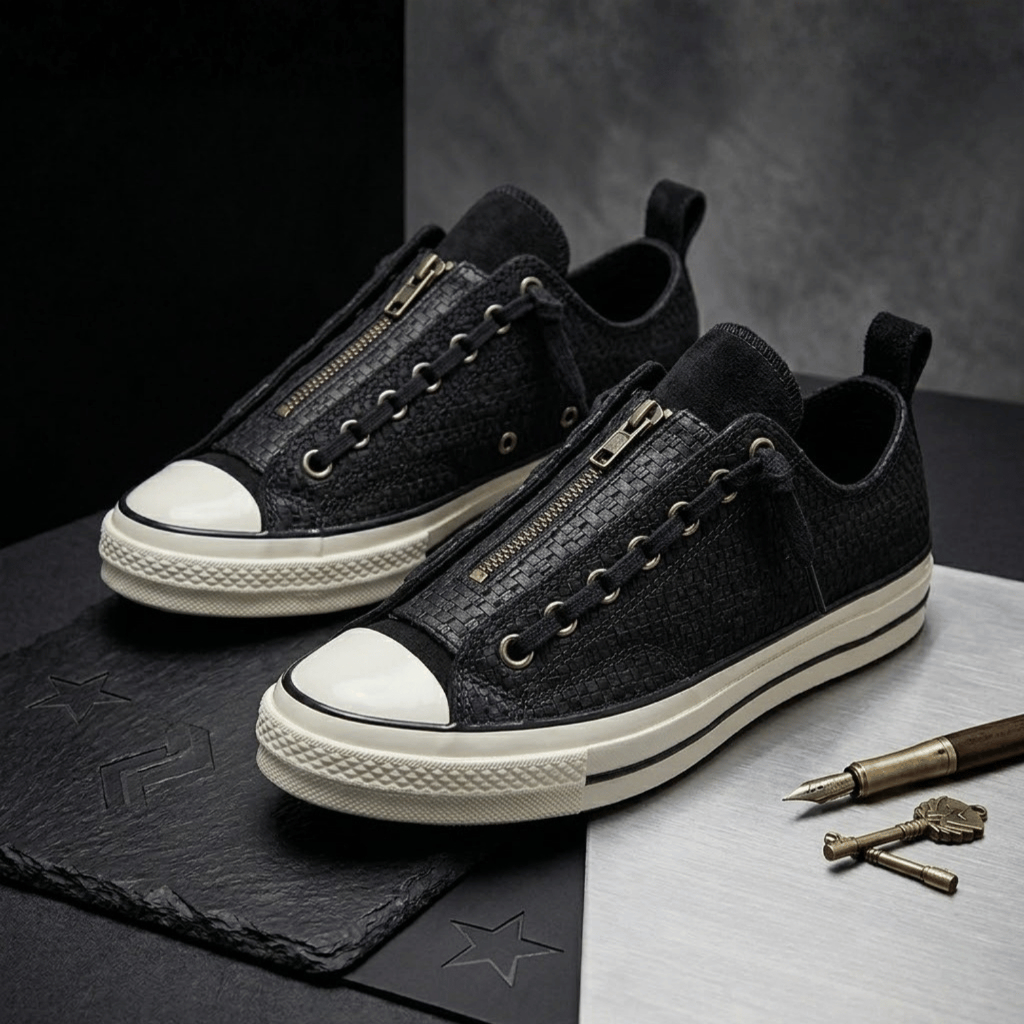 SPECIAL SALE C0NVERSE CHUCK 70 ZIP LOW 'EMBOSED SUEDE- BLACK EGRET' BNIB