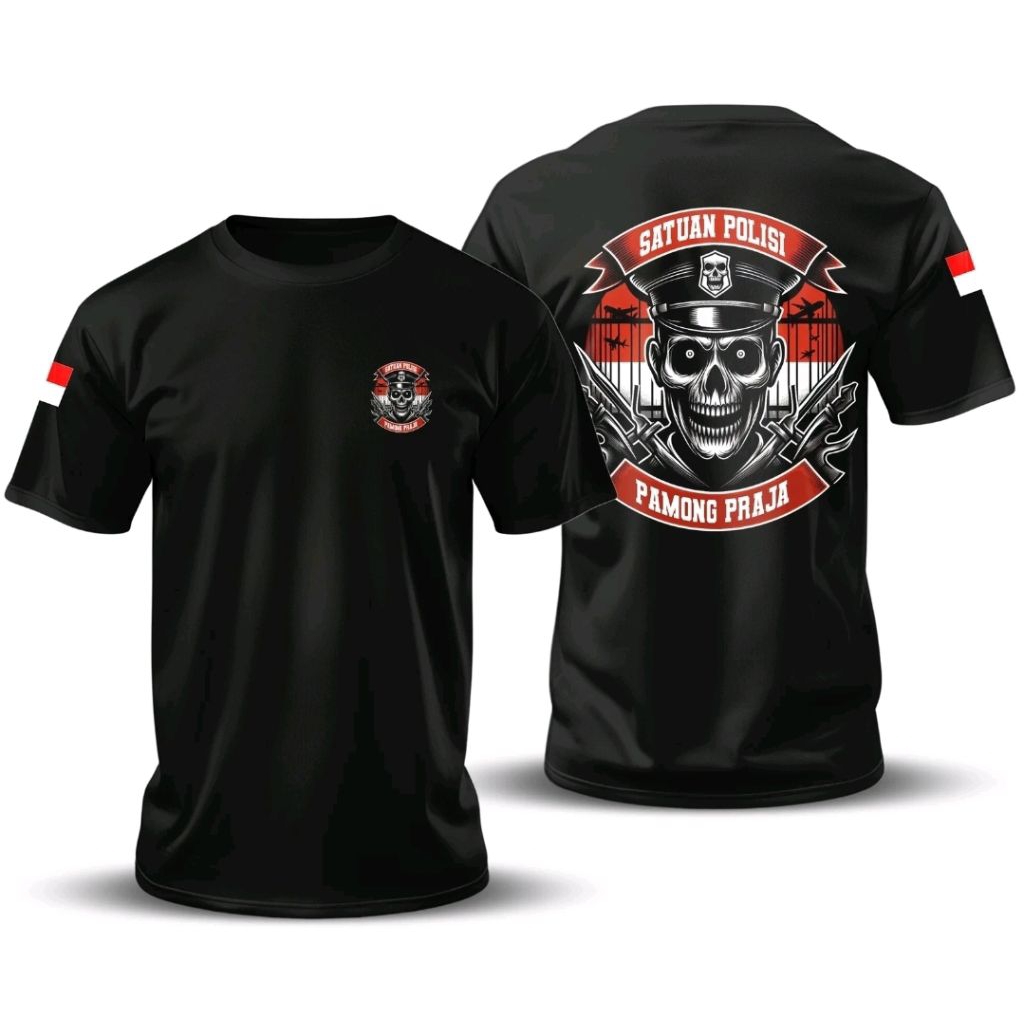 KAOS SATUAN POLISI PAMONG PRAJA TENGKORAK MERAH PUTIH