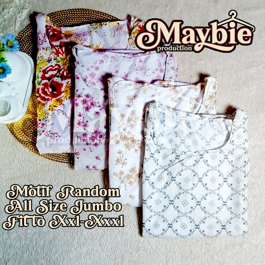 Daster Maybie Standar & Jumbo Motif Random Murah All Size |  Baju Tidur Wanita Adem Motif Random | D