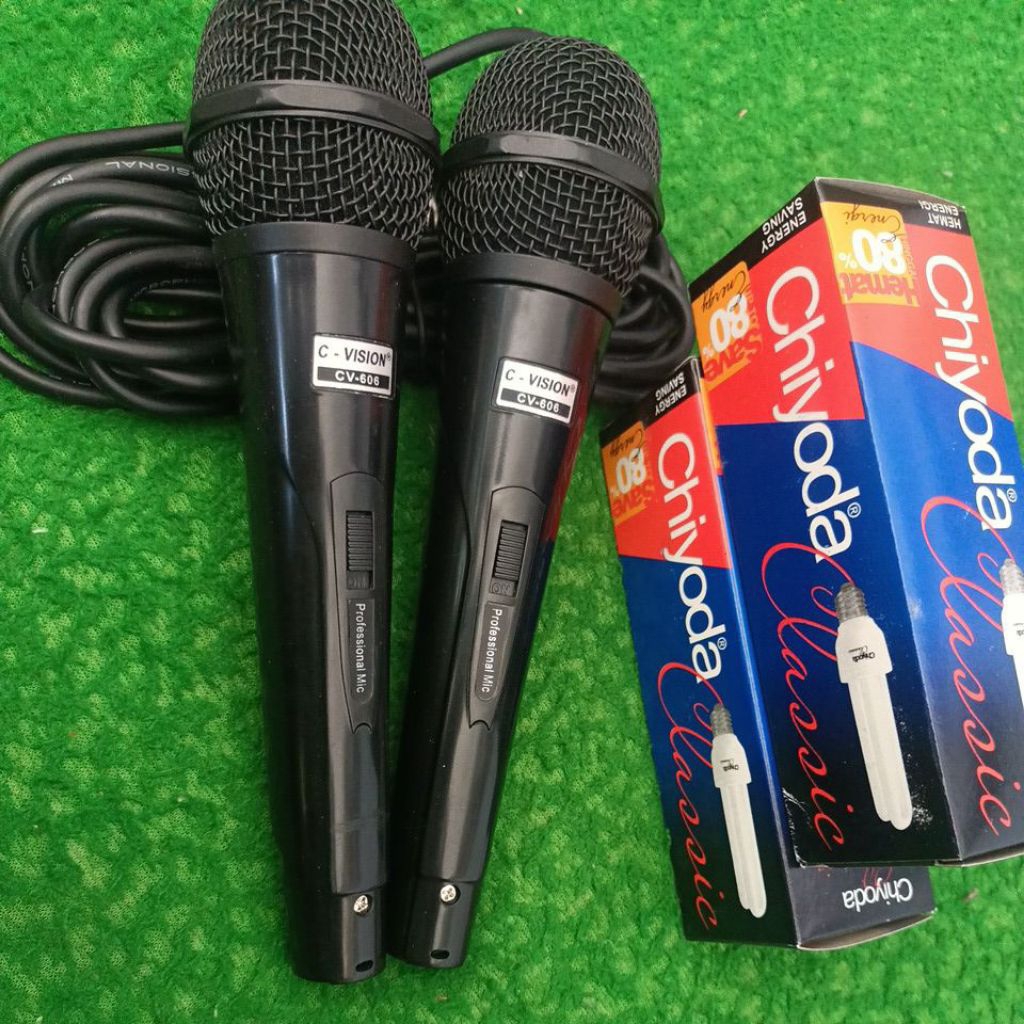 mic CLIP/ONE c-vision mik kabel sepaket isi 2mik bonus lampu 2biji