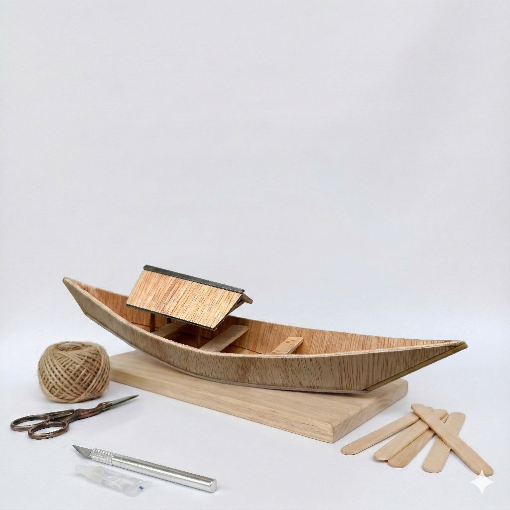 Miniatur Perahu Nelayan prakarya Sekolah Replika Perahu nelayan Dari Kayu
