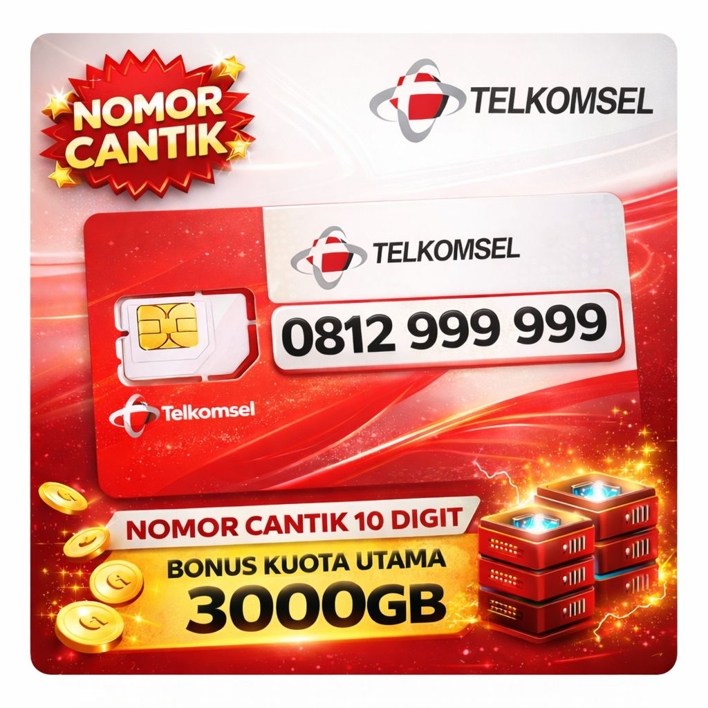 Spesial Promo Kartu Perdana Telkomsel Dengan Nomor Cantik 10 Digit Bonus Kuota Utama 3000gb Berlaku 