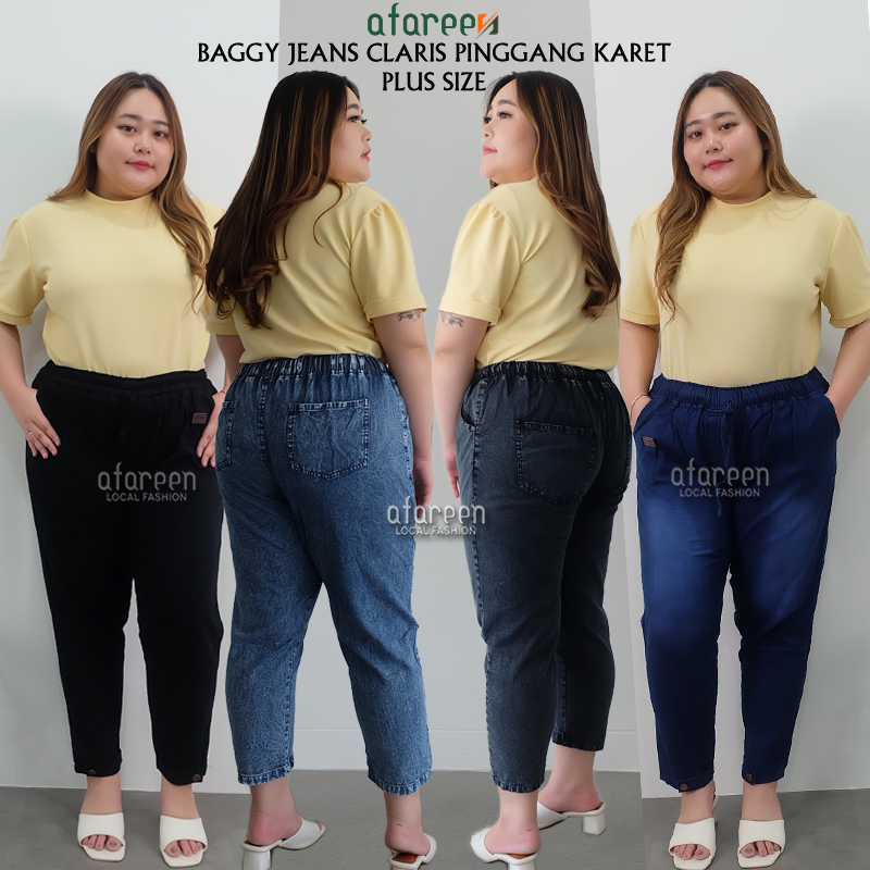 Kulot Jeans Claris Boyfriend Celana Jeans Jumbo Pinggang Karet