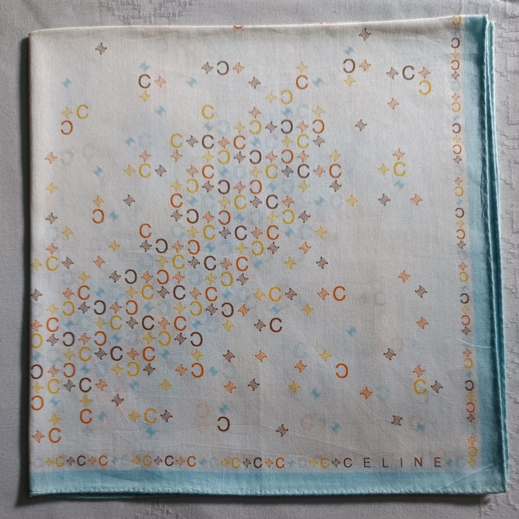 Saputangan Preloved branded Putih list biru
