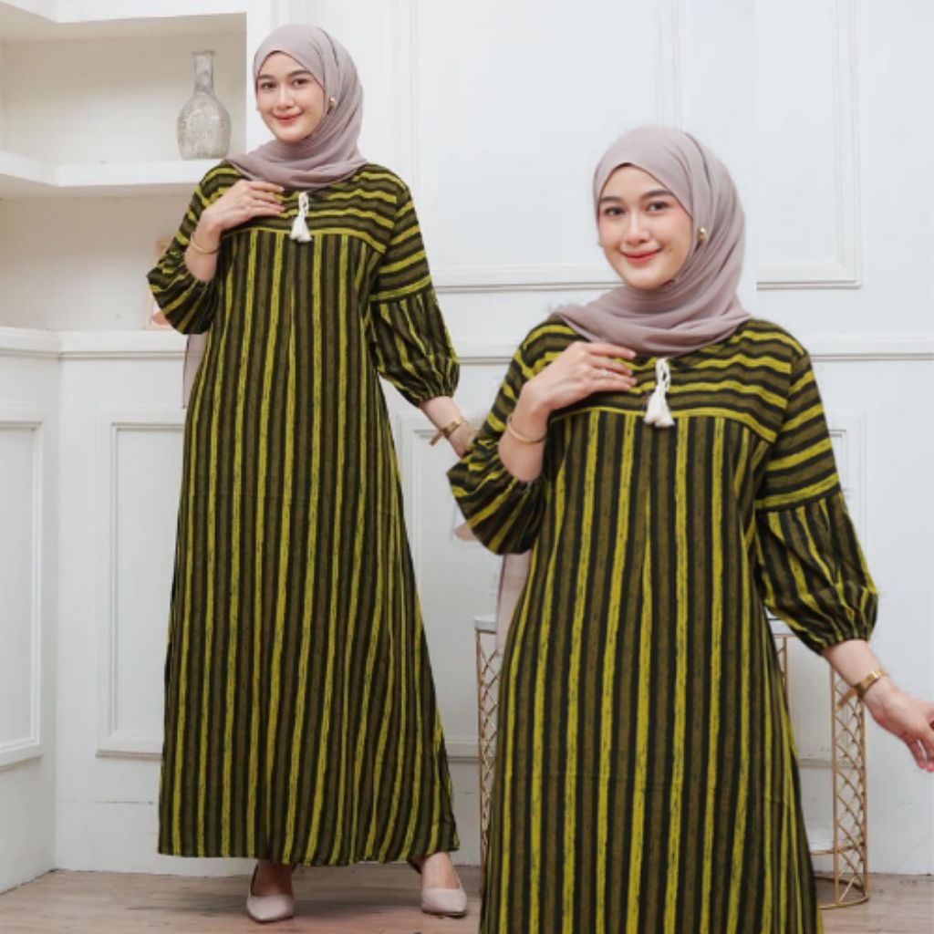 gamis tansel wanita muslim kekinian dress bahan rayon premium ld 115 dress terbaru kekinian