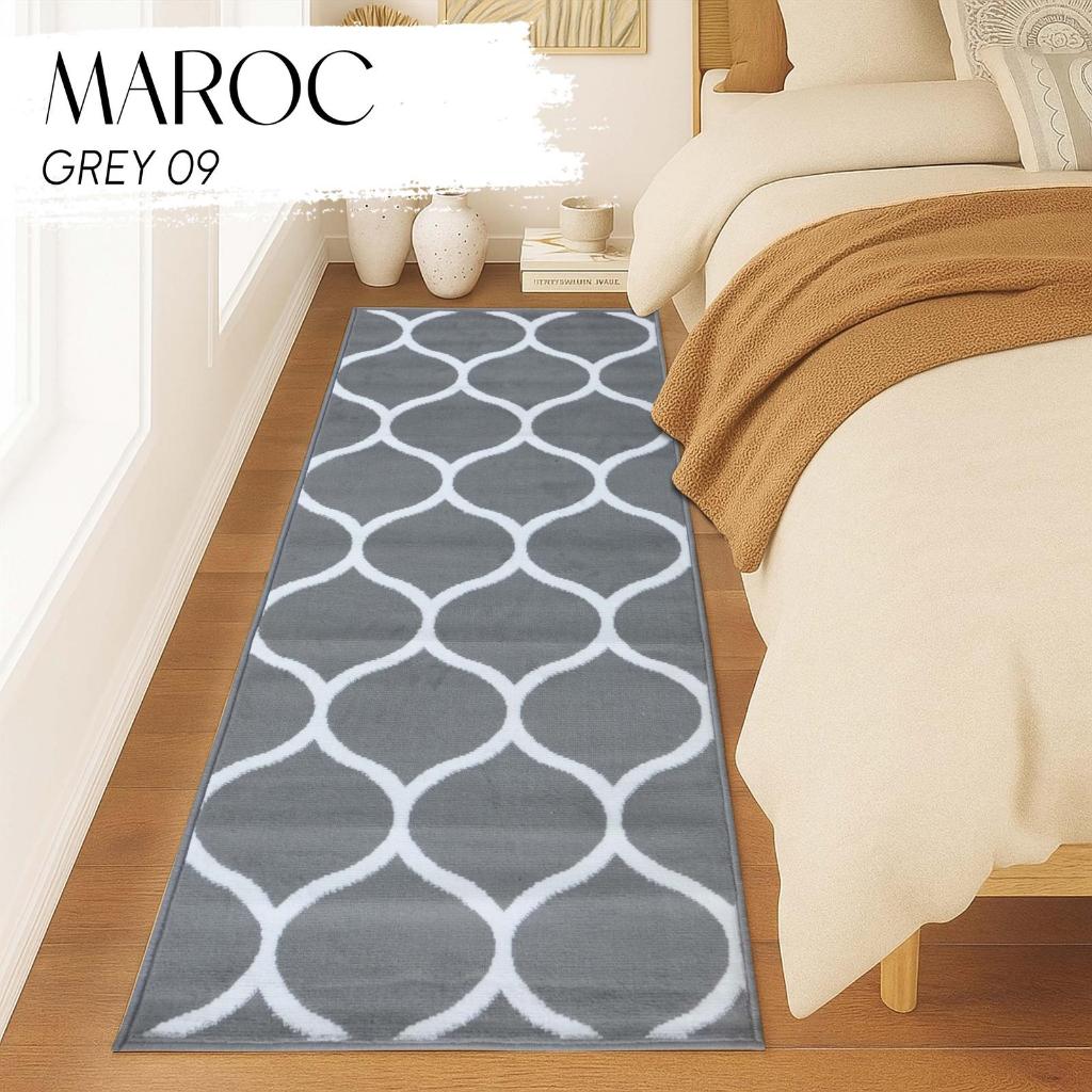 MAROC Karpet 80x200 cm GREY 09 Monokrom Local, Karpet Lantai, Karpet Bulu