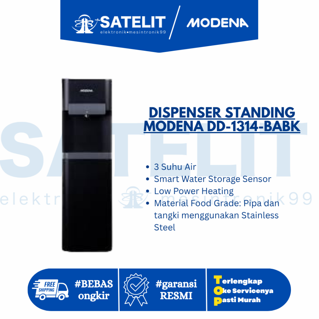 Dispenser Air Galon Bawah MODENA DD-1314-BABK (Hot Cold Normal) Low Watt