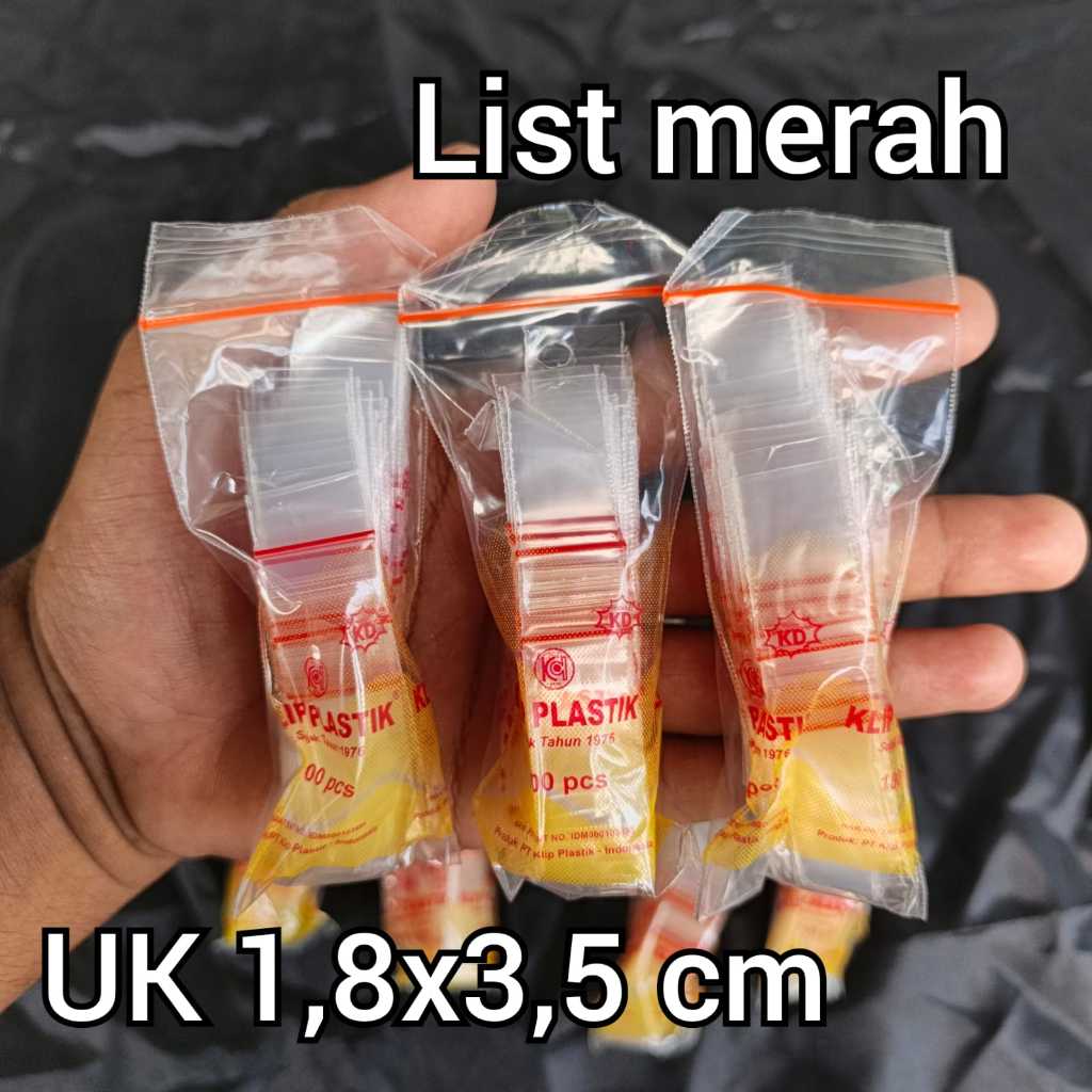 PROMO 1000 plastik klip (LIST MERAH) 1,8x3,5 / Klip 1,8x3,5 Kecil / plastik zipper / Klip Kecil / Pl