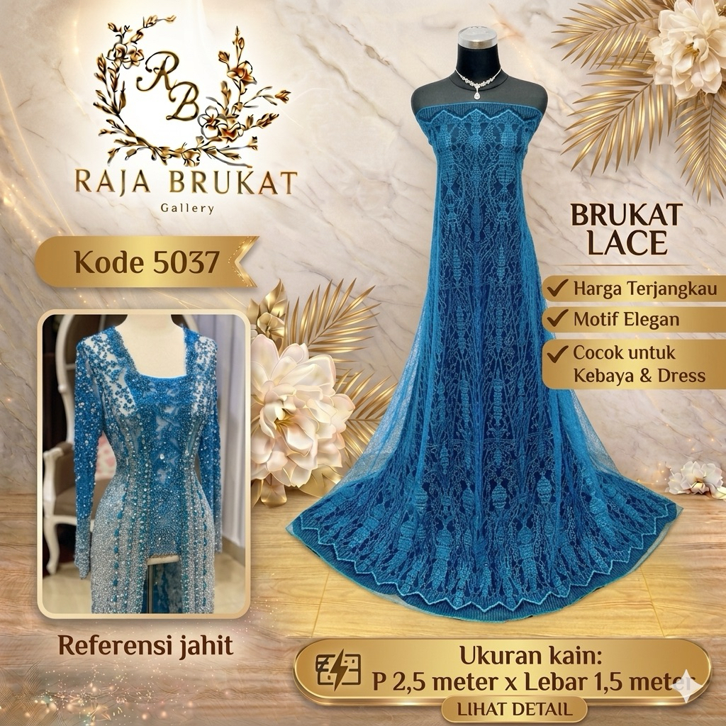 Kain Panel Semi Prancis Chantily Metalic - 5037 - Grade B - Panjang 2,5 m Lebar 1,5 m - Kain Kebaya 