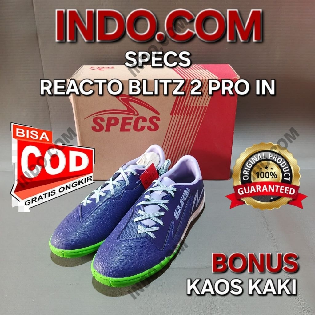 SEPATU FUTSAL SPECS REACTO BLITZ 2 PRO IN ORIGINAL BONUS KAOS KAKI
