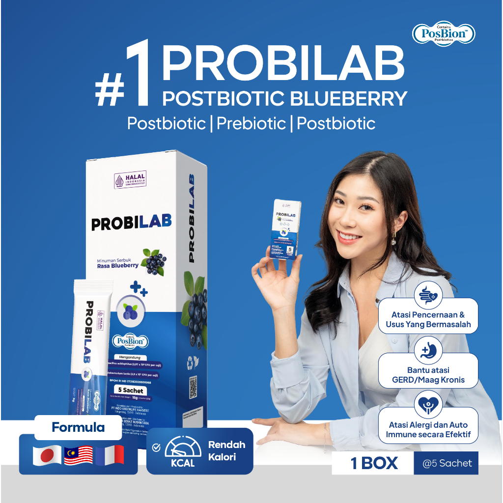 FS Promo Extra Probilab - Suplemen Kesehatan  3 Biotik Blueberry (Postbiotic, Probiotik & Prebiotik)
