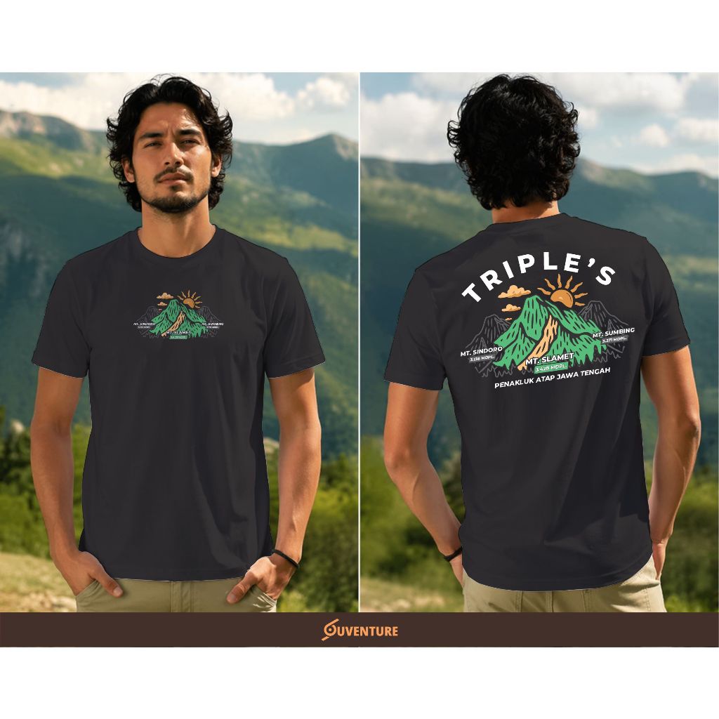 Kaos Triple S Gunung Slamet Sindoro Sumbing Pria Distro Premium | Kaos Pendaki Outdoor Cotton Combed