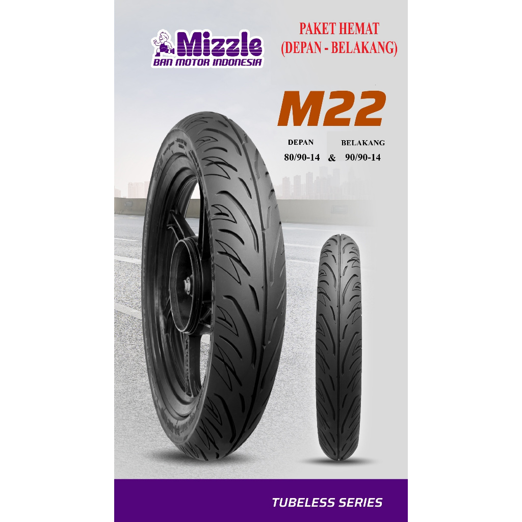 Sepasang Ban Motor MIZZLE MATIC M22 RING 14 (Tubeless)