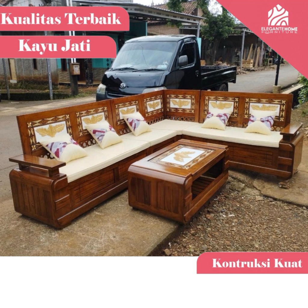 kursi sudut ruang tamu , kursi sudut tamu jati , kursi sudut jati, kursi domini, kursi tamu minimali