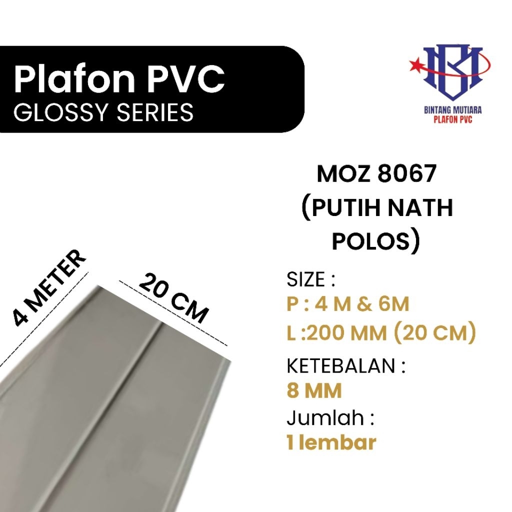 Plafon Pvc Perlembar GLOSSY Tebal 8 mm -MOZART PLAFON MOZ 8019