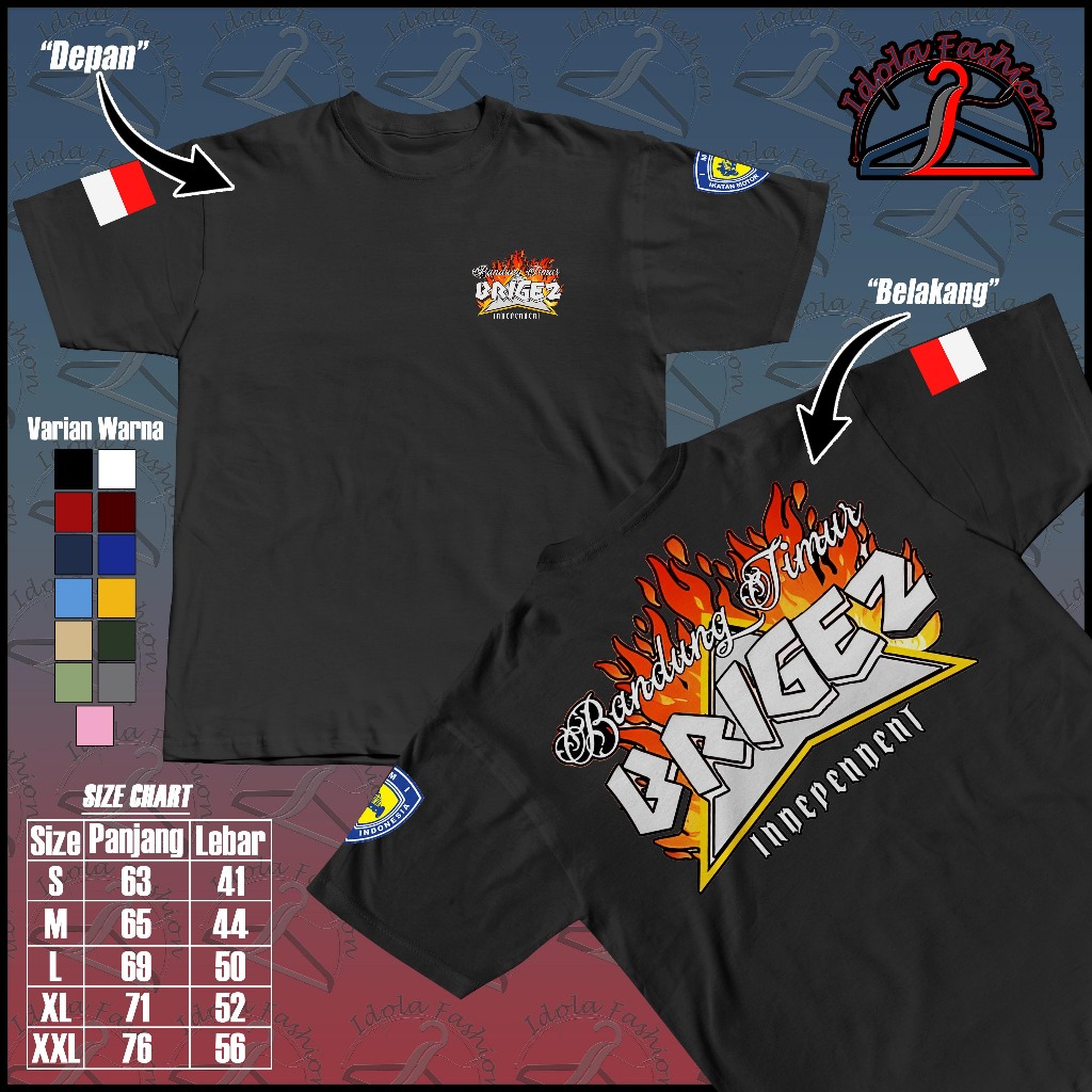 Tshirt Brigez Indonesia V10 - Baju Bandung TImur - Kaos Motor CLub Distro Pria Dewasa Cotton Combed 