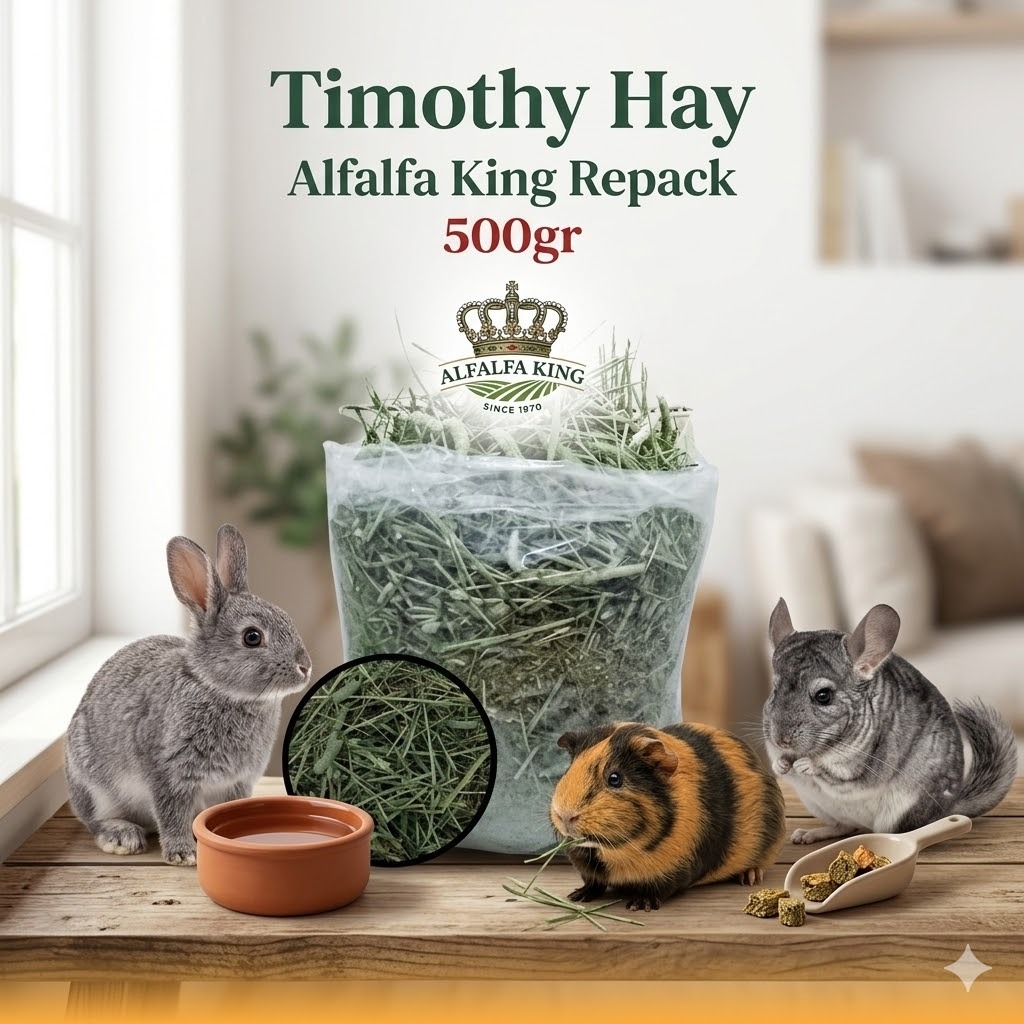 Timothy Hay Alfalfa King Repack 500gr | Rumput Hay Premium untuk Kelinci, Guinea Pig, Chinchilla | H