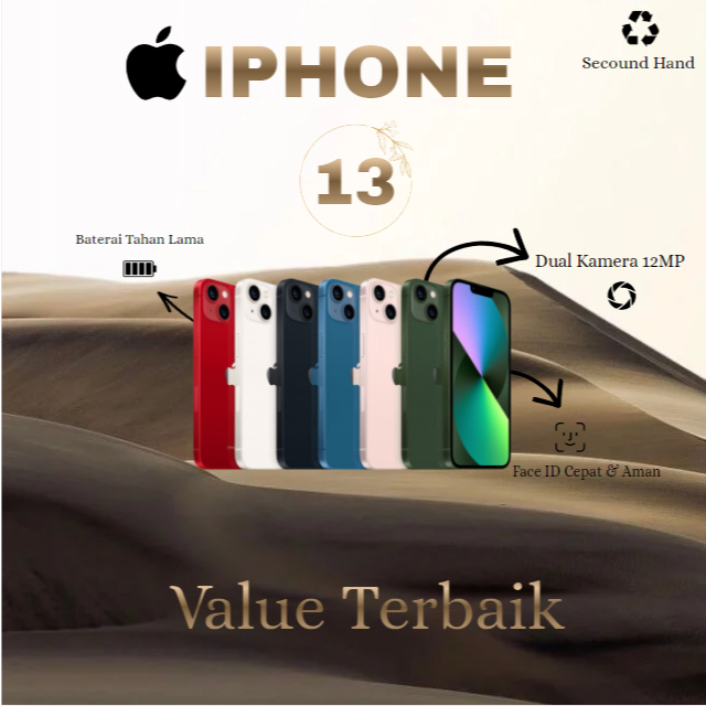 IPHONE 13 256GB 128GB WIFI ONLY FULLSET MULUS SECOND
