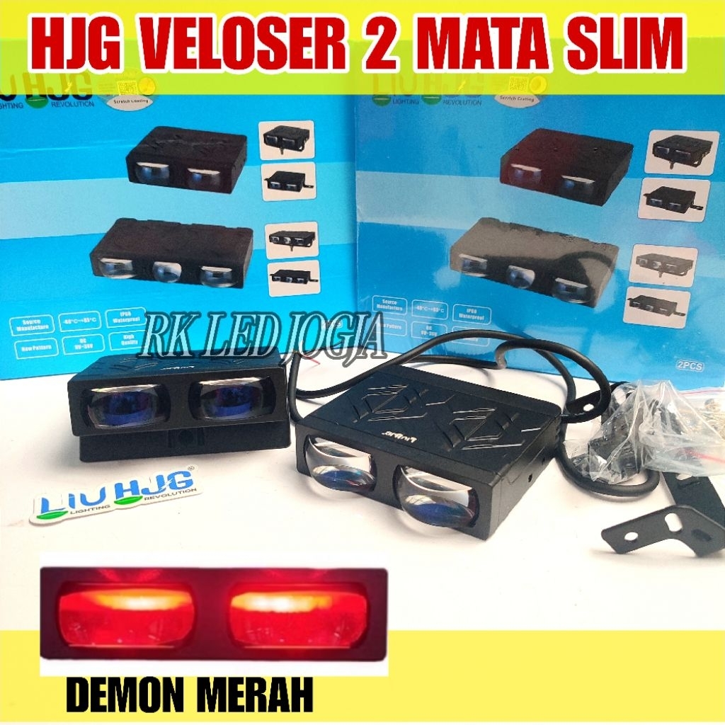 BILED Velolaser HJG 2 Mata Slim LIU HJG Super Terang 9-36V IP67 Lampu Sorot Motor Mobil